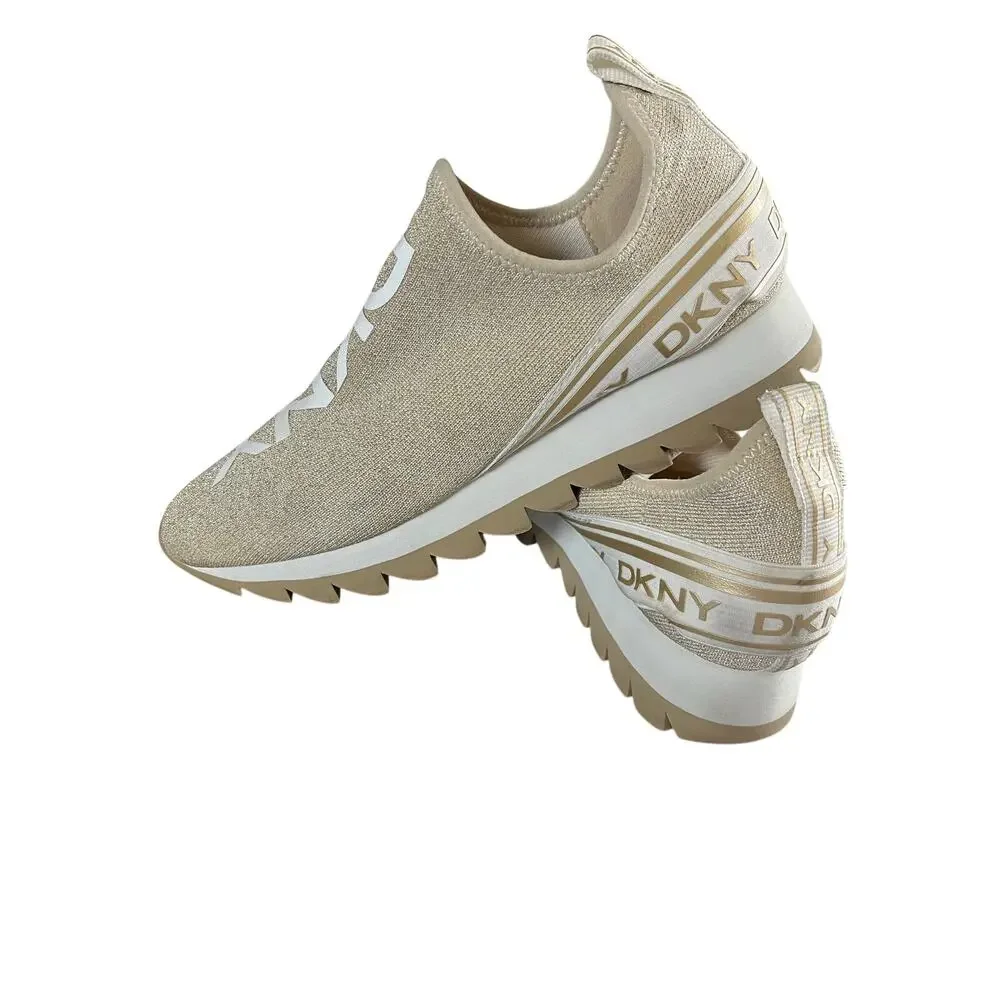 DKNY | Women's 9.5 Abbi Slip-On Sneakers Metallic Beige